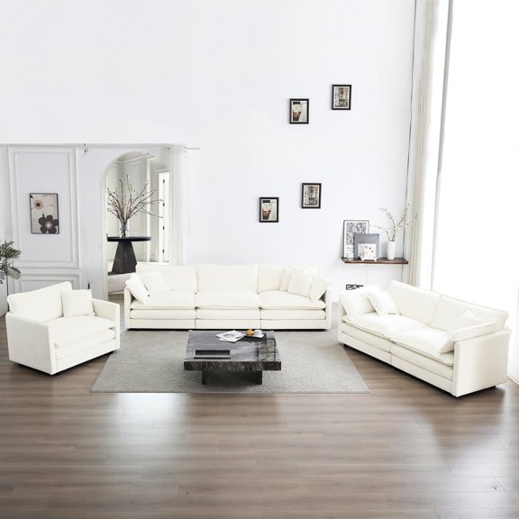 White Chenille Material - Flexible Combination for Various Seating - Suitable for Living Room and Bedroom - Provide Superior Comfort and Relaxation