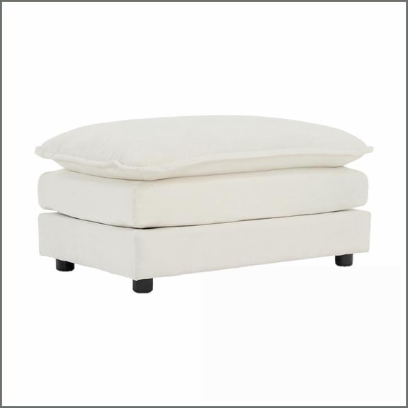 White Chenille Ottoman Footrest with Solid Wood Frame – Versatile for 2/3/4 Seater Sofas | Living Room | Bedroom | Chenille | White | Solid Wood