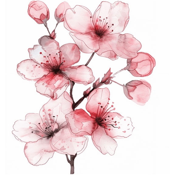 White Cherry Blossom Car Sticker Decal, Sakura Blossom Flower Branch Tree Car Decor for Window, Bumper, Mirror, Watercolor Blossom Vine Flower Sticker 1PC (2)