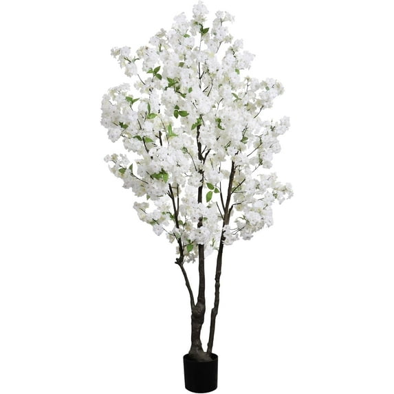 6FT Artificial Cherry Blossoms Tree Indoor Faux Cherry Blossom Tree White for Home Decor
