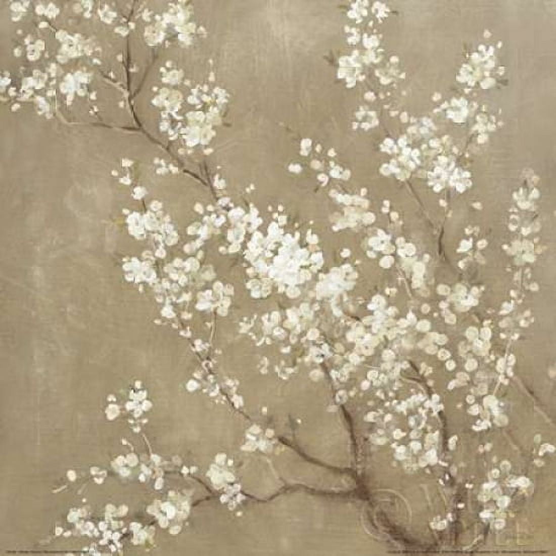 White Cherry Blossoms II Neutral Crop Canvas Art - Danhui Nai (24 x 24)
