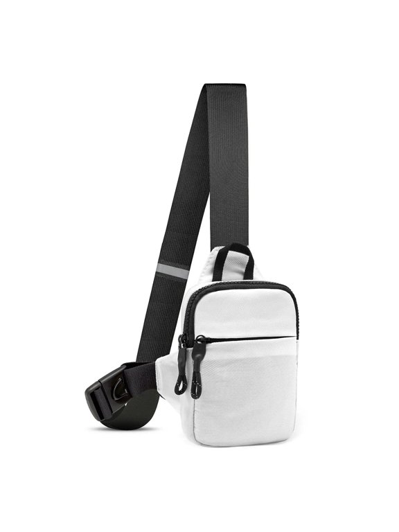 White Chest Sling Bag, Clean Minimal Crossbody Pack with Smooth Zippers, Waterproof Easy-Care Shoulder Bag for Work and Travel