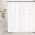 thumbnail image 1 of White Chevron Shower Curtain for Bathroom Beige Geometric Herringbone 72Wx72H Inch Striped Simple Modern Classy Neutral Contemporary Decor Fabric Bathroom Set Polyester Waterproof, 1 of 5