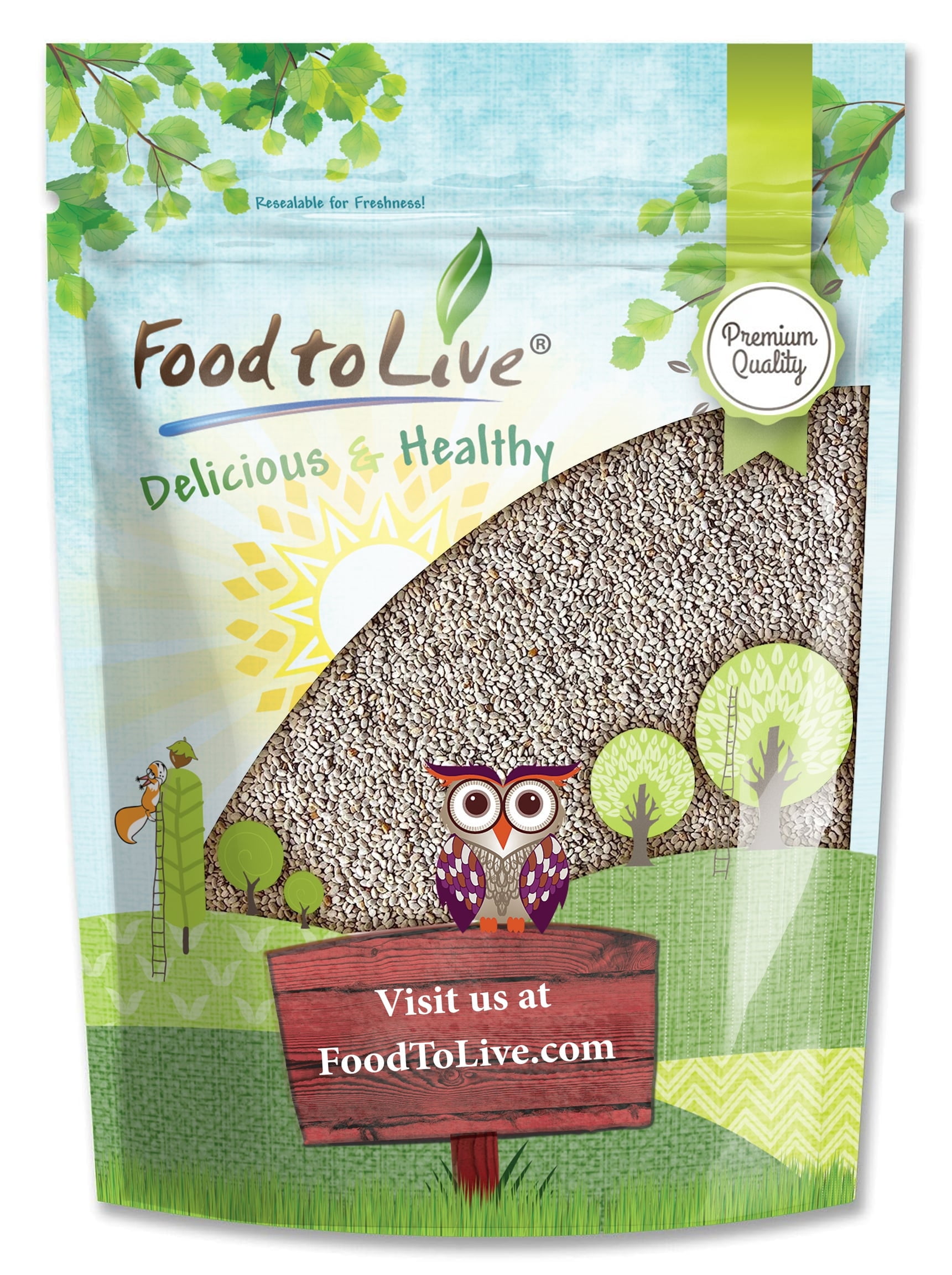 White Chia Seeds, 5 Pounds — Raw, Vegan, Kosher — by Food to Live