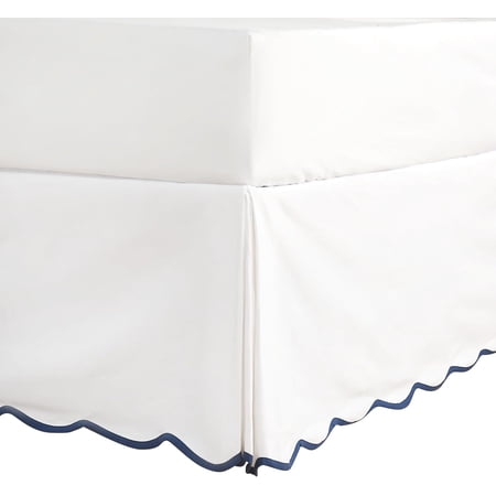 Off White Chic Queen Bed Skirt - Easy Fit Scallop Edge Pleated Bedskirts, 14 Inch Drop Anti-Slip Dust Ruffle, Thick Fabric for Enhanced Privacy, Pre-Washed for Long-Lasting Use(N60022)