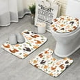 thumbnail image 1 of White Chicken Cartoon Pattern Bathroom Rugs Sets 3 Piece,Toilet Cover Set,Absorbent Non Slip Bathroom Mats Sets with U-Shaped Contour Rug Toilet Rug Set, 1 of 5