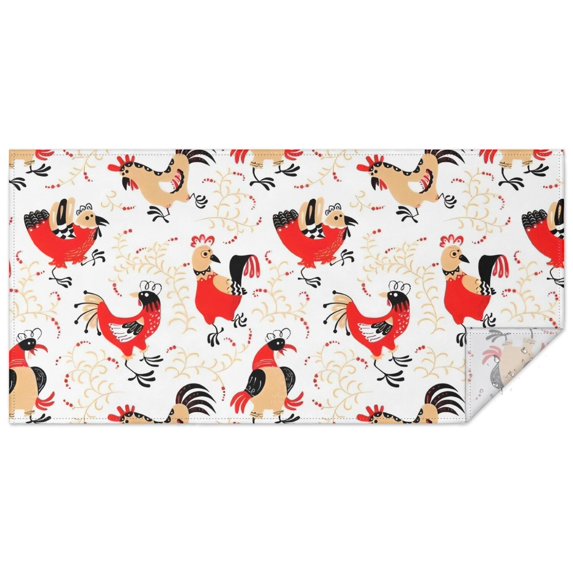 White Chicken Folk Pattern Rectangle Tablecloth 60"x120",Waterproof Polyester Rectangle Table Cloth, Wipeable Spillproof Polyester Tablecloth for Dining, Camping, Indoor and Outdoor