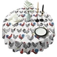 thumbnail image 1 of White Chicken Folk Pattern Round Tablecloth 60"x60",Wrinkle Wipeable Table Cloth for Kitchen Dining Room Picnic Patio Party, 1 of 6