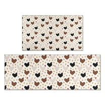 White Chicken Heart Pattern Kitchen Rugs Sets Of 2,Anti Fatigue Kitchen Mat Rugs Non Slip Washable,Decorative Kitchen Floor Mats for Kitchen,Sink,Laundry,17"x30" 17"x47"