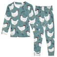 thumbnail image 1 of White Chicken Leaves Pattern Cotton Pajamas 2 Piece Set Sleepwear Soft and Comfortable Homewear Nightwear, 1 of 7