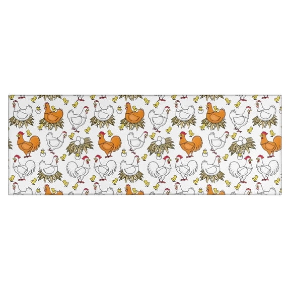 White Chicken Nest Pattern Kitchen Rug Mat,Kitchen Runner Rugs Non Skid Washable,Decorative Kitchen Floor Mats for Kitchen,Sink,Laundry,17"X47"