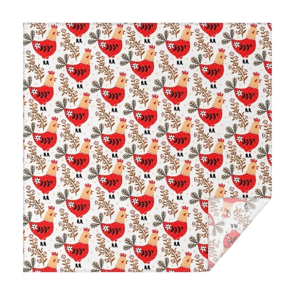White Chicken Red Chicken Pattern Square Tablecloth,Waterproof Square Table Cover,Wipeable Spillproof Washable Table Cover for Home Kitchen Party Decor 60"x60"(152x152cm)