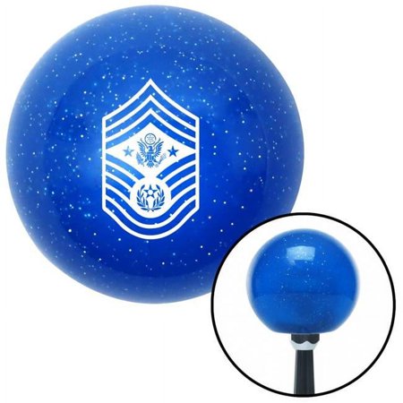 White Chief Master Sergeant of the Air Force Blue Metal Flake Shift Knob with M16 x 1.5 Insert