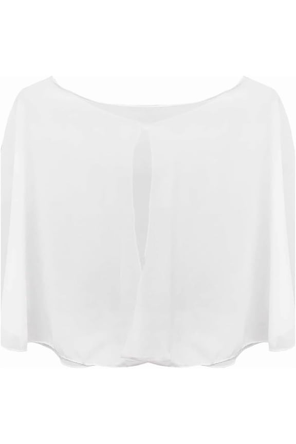 White Chiffon Shawl Wrap Summer Soft Capelet Wedding Bridal Accessory Shoulder Cover Up Bolero Flapper Shawls Shrug Cape Elegant Scarves for Women Evening Formal Dress Bridesmaid Dressy 1pc