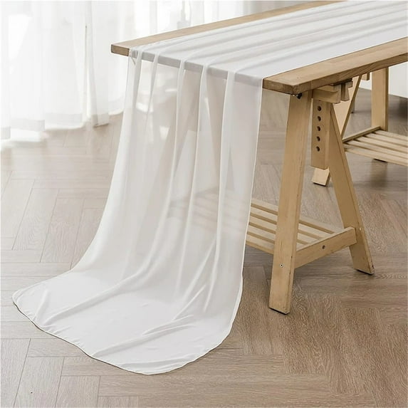 White Chiffon Table Runner Wedding Decoration Bridal Baby Shower Birthday Party Christmas Thanksgiving Halloween Events Supplies