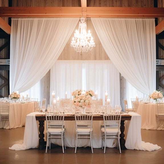 White Chiffon Wedding Arch Draping Fabric Set, 2 Panels Semi-Transparent Sheer Curtains 29.5in x 26.2FT, Elegant Backdrop Fabric for Wedding Ceremony, Reception, Event Decoration, Party Arch Decor