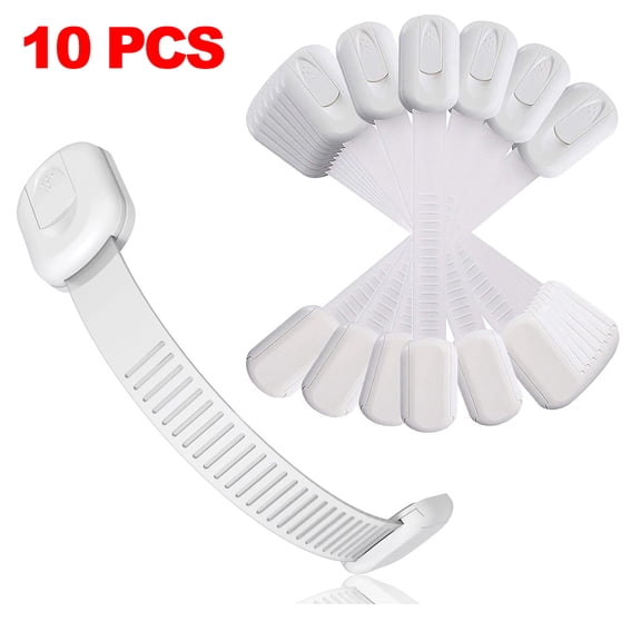 White Child Safety Child Locks for Cabinets Baby Locks 10PCS Secure Homes Straps Kidproof Latch