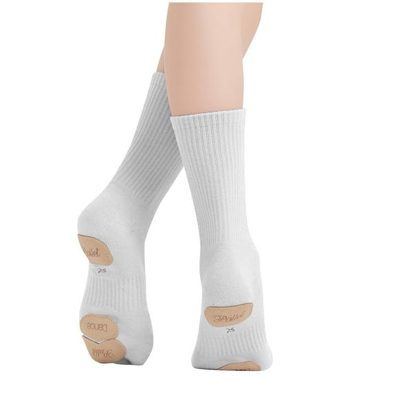 White Children's Dance Socks, Non-Slip Ballet Yoga Practice Socks, Breathable Elastic for Training Performance