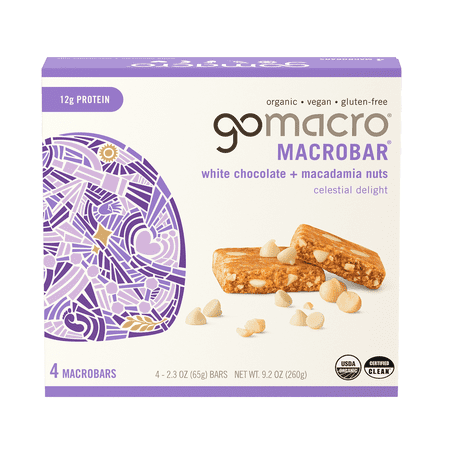 GoMacro White Chocolate + Macadamia Nut MacroBar 4ct Multipack