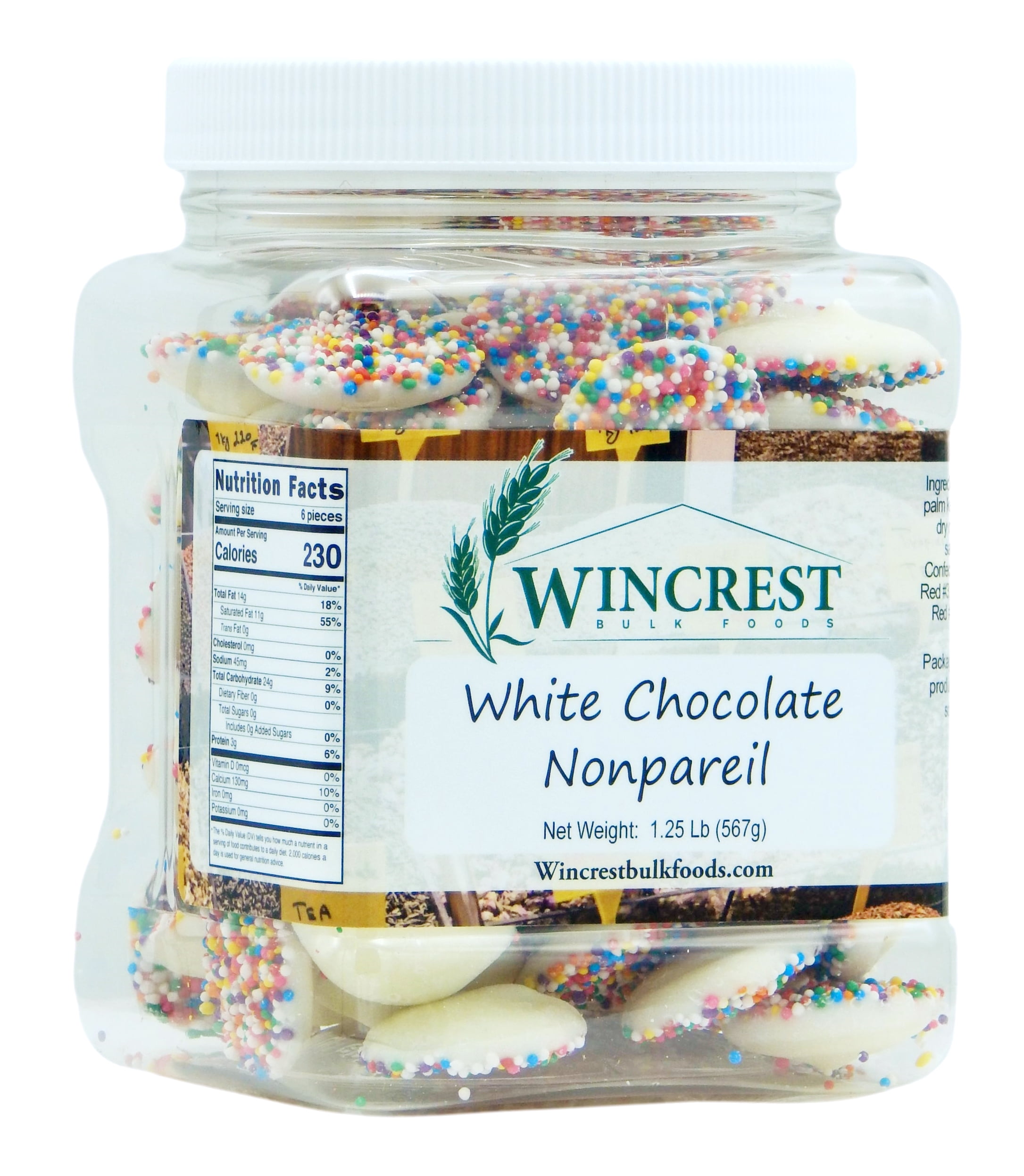 WinCrest White Chocolate Nonpareils - 1.25 Lb Tub