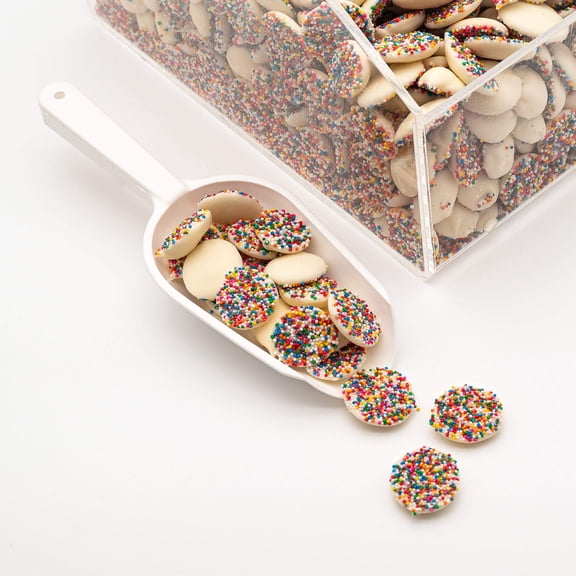 White Chocolate Nonpareils Sweet Vanilla White Chocolate Dots with Colorful Candy Shell Perfect for Baking, Decorating & Parties Kosher, Kid-Friendly Available in 8 oz