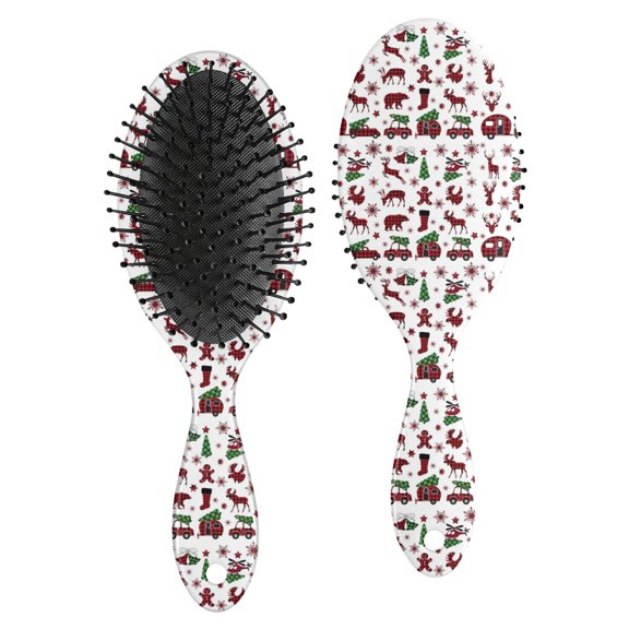 White Christmas Animal and Car Pattern Hair Brush,Girls Detangling Hair Brush,Glide Through Tangles with Ease for Wet & Dry Hair,8.8"X2.8"