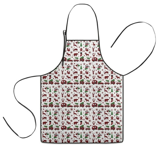 White Christmas Animal and Car Pattern Kids Aprons for Girls and Boys,Adjustable Neck Strap Toddler Aprons for Kids Cooking Baking