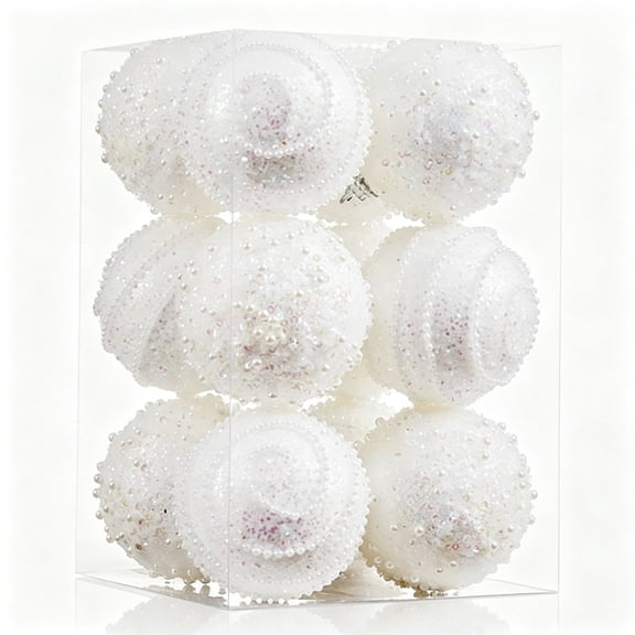 White Christmas Ball Ornaments, Christmas Ball Decorations Shatterproof Hanging Pearl Balls for Holiday Party