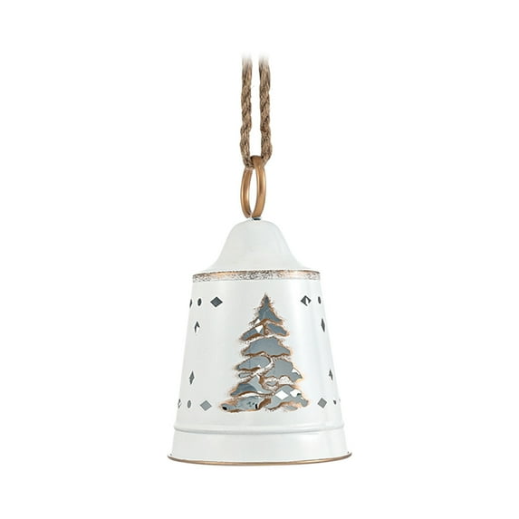 White Christmas Bells Iron Ornament, 11x7x7 Inch Holiday Hanging Decor for Tree Door Wall, Festive Decoration