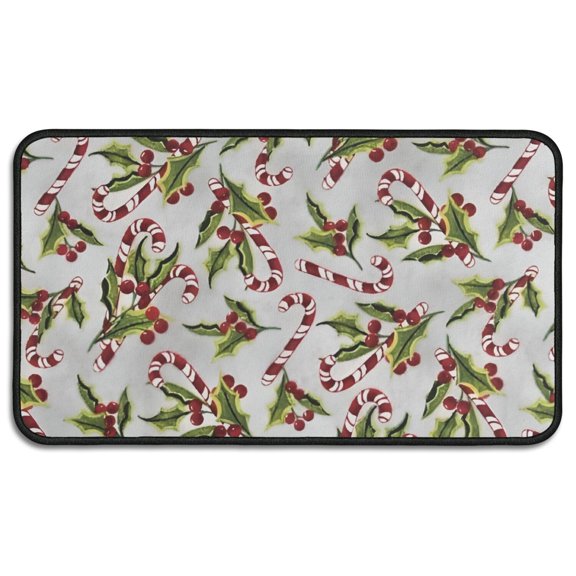 White Christmas Candy Cane Pattern Door Rugs,Washable Non Slip Door Mats Indoor,Decorative Door Mats,Entry Mat Indoor for Entrance,Bedroom,Kitchen,Bathroom,30"x17"