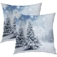 thumbnail image 1 of White Christmas Christmas Trees Throw Pillow Covers,Silver Snow Decorative Pillow Covers Digital Printing Blended Fabric for Couch Sofa Bed Invisible Zipper 16X16 in, 1 of 6