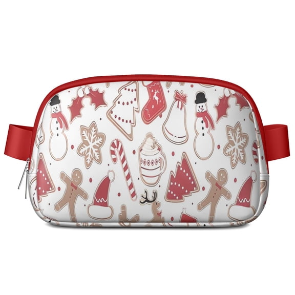 White Christmas Cookie Pattern Cute Fanny Packs for Women,Travel Waterproof Crossbody Fanny Bags Waist Purse for Women Anti Theft Adjustable Strap for Running Travel Cycling