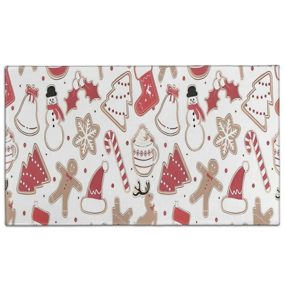 White Christmas Cookie Pattern Door Rugs,Washable Non Slip Door Mats Indoor,Decorative Door Mats,Entry Mat Indoor for Entrance,Bedroom,Kitchen,Bathroom,17"x30"
