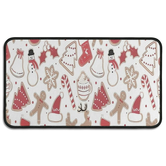 White Christmas Cookie Pattern Door Rugs,Washable Non Slip Door Mats Indoor,Decorative Door Mats,Entry Mat Indoor for Entrance,Bedroom,Kitchen,Bathroom,30"x17"