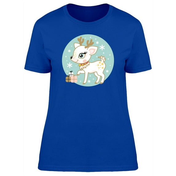 White Christmas Deer Gifts T-Shirt Women -Image by Shutterstock, Female XX-Large