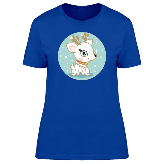 White Christmas Deer T-Shirt Women -Image by Shutterstock, Female XX-Large