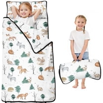 White Christmas Forest Animal Pattern Toddler Nap Mats for Kids Preschool,50"x20" Sleeping Mat Bag or Kids,Toddler Sleeping Bag,Toddler Nap Mat or Daycare