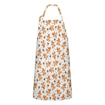 White Christmas Gingerbread Man Apron-Garden Aprons for Women with Pockets-Cotton Linen Waterproof Kitchen Cooking Gardening Aprons Adjustable for Kitchen,Cooking,BBQ and Salon 32"x27"