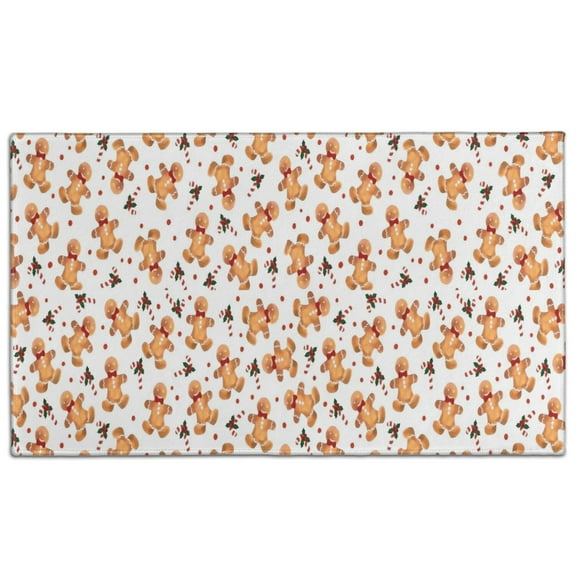White Christmas Gingerbread Man Pattern Door Rugs,Washable Non Slip Door Mats Indoor,Decorative Door Mats,Entry Mat Indoor for Entrance,Bedroom,Kitchen,Bathroom,17"x30"