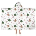 thumbnail image 1 of White Christmas Gingerbread Man Pattern Hooded Bath Towel，50"x30" for Ages 3 To 12 Kids, Quick Dry Lightweight Soft Microfiber Hood Beach Towel Cover Up for Kids, 1 of 7