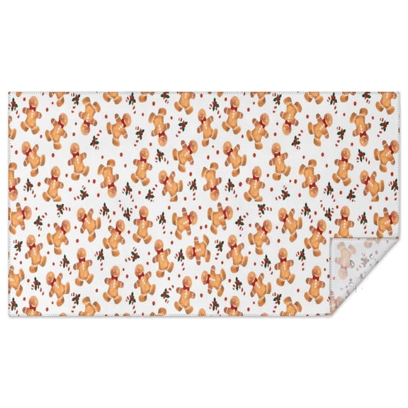 White Christmas Gingerbread Man Pattern Rectangle Tablecloth 60"x102",Waterproof Polyester Rectangle Table Cloth, Wipeable Spillproof Polyester Tablecloth for Dining, Camping, Indoor and Outdoor
