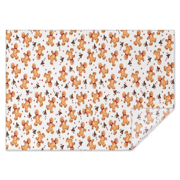 White Christmas Gingerbread Man Pattern Rectangle Tablecloth 60"x84",Waterproof Polyester Rectangle Table Cloth, Wipeable Spillproof Polyester Tablecloth for Dining, Camping, Indoor and Outdoor