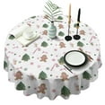 thumbnail image 1 of White Christmas Gingerbread Man Pattern Round Tablecloth 60"x60",Wrinkle Wipeable Table Cloth for Kitchen Dining Room Picnic Patio Party, 1 of 6