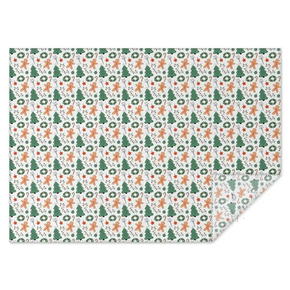 White Christmas Gingerbread and Tree Pattern Rectangle Tablecloth 60"x84",Waterproof Polyester Rectangle Table Cloth, Wipeable Spillproof Polyester Tablecloth for Dining, Camping, Indoor and Outdoor