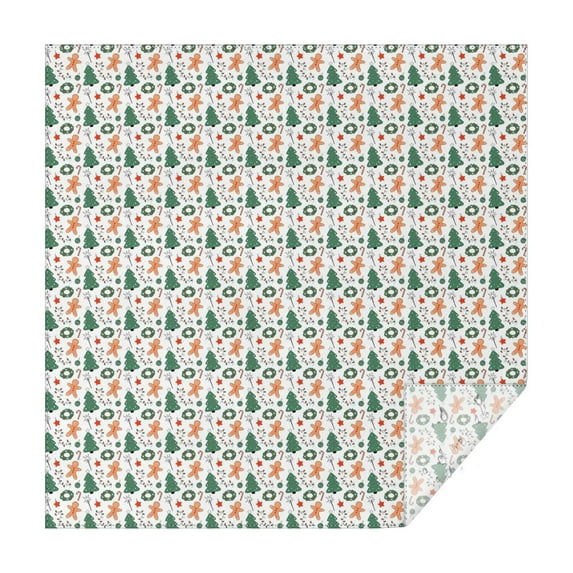 White Christmas Gingerbread and Tree Pattern Square Tablecloth,Waterproof Square Table Cover,Wipeable Spillproof Washable Table Cover for Home Kitchen Party Decor 52"x52"(132x132cm)