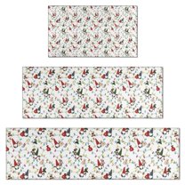 White Christmas Gnome and Light Pattern Kitchen Rugs Sets Of 3,Kitchen Runner Rugs Non Skid Washable,Decorative Kitchen Floor Mats for Kitchen,Sink,Laundry,17"x30"  17"x47"   17"x59"