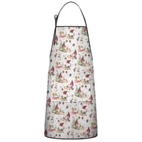 White Christmas Gnome Pattern Apron-Garden Aprons for Women with Pockets-Cotton Linen Waterproof Kitchen Cooking Gardening Aprons Adjustable for Kitchen,Cooking,BBQ and Salon 33"x27"