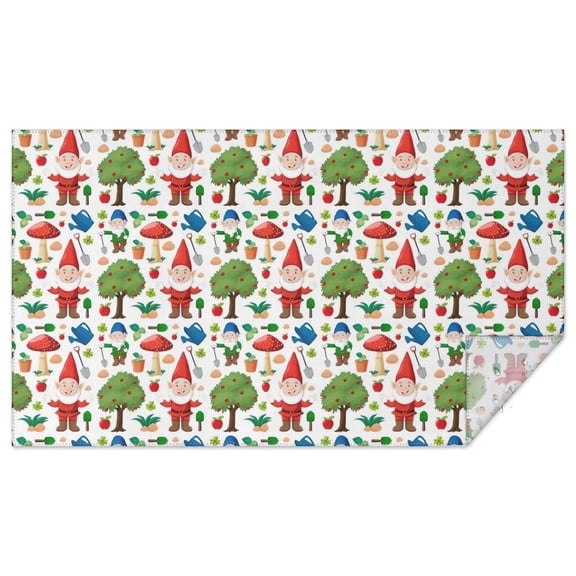 White Christmas Gnome Pattern Rectangle Tablecloth 60"x102",Waterproof Polyester Rectangle Table Cloth, Wipeable Spillproof Polyester Tablecloth for Dining, Camping, Indoor and Outdoor