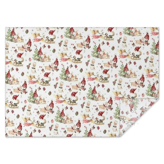 White Christmas Gnome Pattern Rectangle Tablecloth 60"x84",Waterproof Polyester Rectangle Table Cloth, Wipeable Spillproof Polyester Tablecloth for Dining, Camping, Indoor and Outdoor