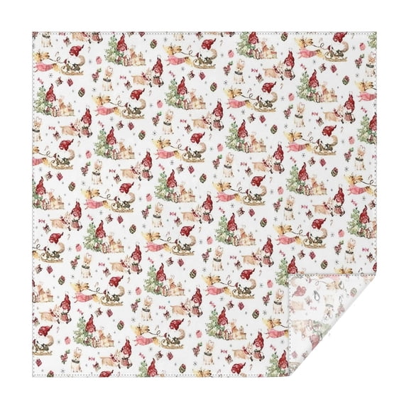 White Christmas Gnome Pattern Square Tablecloth,Waterproof Square Table Cover,Wipeable Spillproof Washable Table Cover for Home Kitchen Party Decor 42"X42"(107x107cm)
